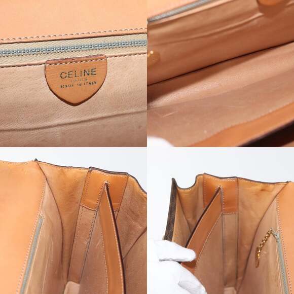 CELINE Macadam Canvas Hand Bag Pvc Leather Brown Gold - Picture 12 of 13